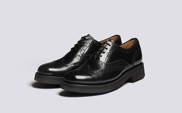 Grenson Rose Womens Brogues in Black Leather GRS212664